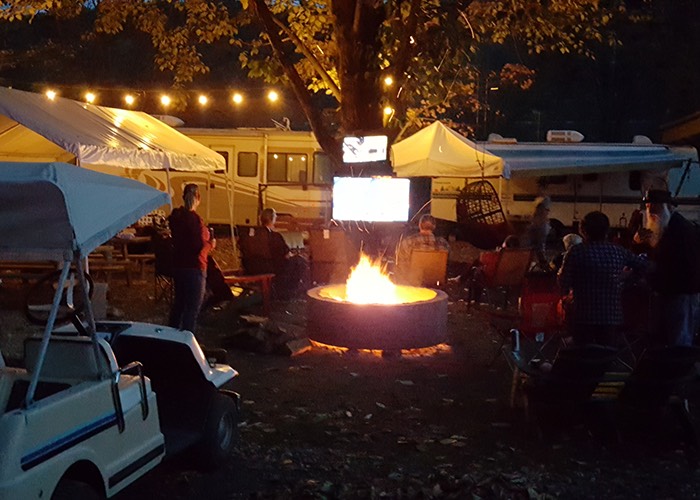 Television by the campfire